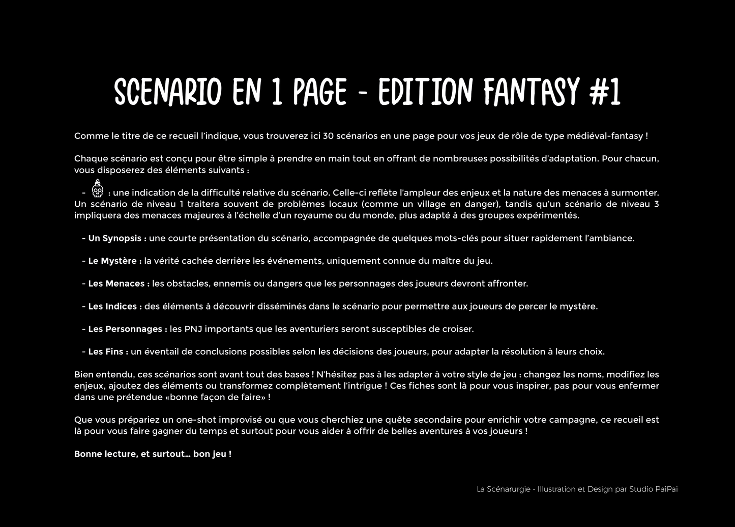 RECUEIL DE SCENARIOS EN 1 PAGE - EDITION FANTASY #1 (DIGITAL)